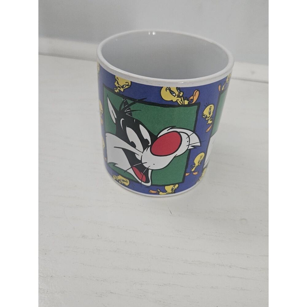 Vtg Sakura Looney Tunes Sylvester Cat Tweety Bird Coffee Mug Frenemies Green‎ - Picture 2 of 7